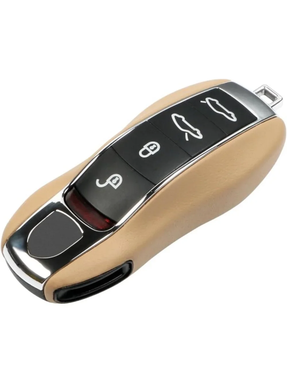Luxor Beige Leather Key Fob Cover & Keychain for Luxury Cars, Key Accessories